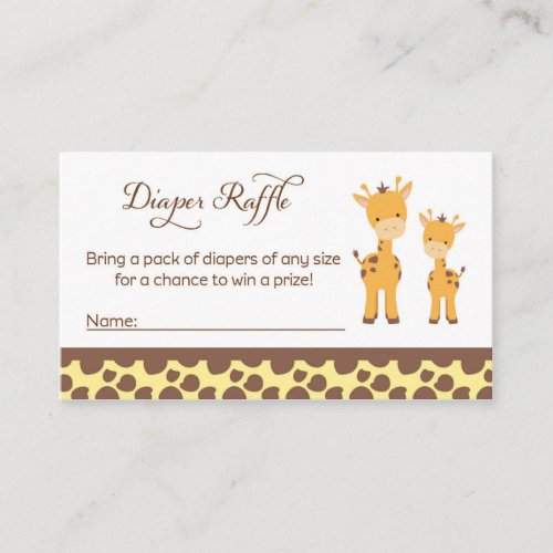 Safari Giraffe Baby Shower Diaper Raffle Tickets Enclosure Card