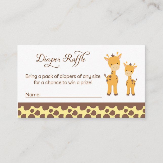 Safari Giraffe Baby Shower Diaper Raffle Tickets Enclosure Card (Front)