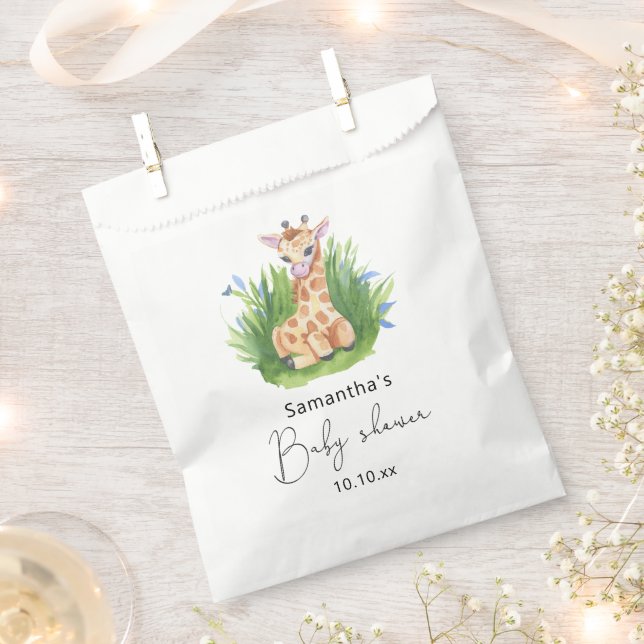 Safari Giraffe baby shower Favor Bag (Clipped)