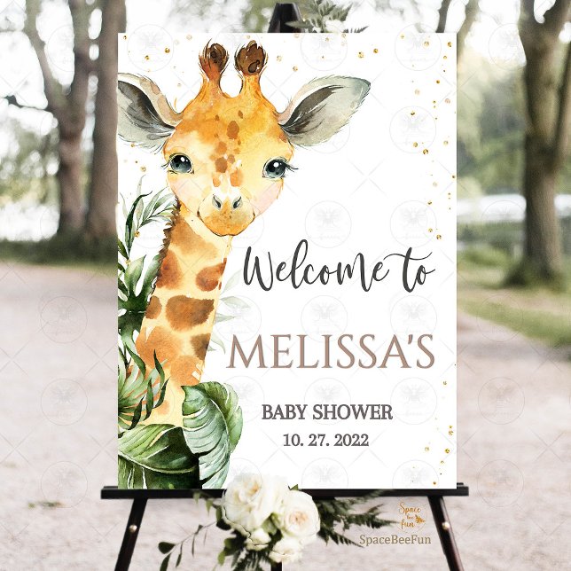 Safari Giraffe Baby Shower  Foam Board (Safari Baby Shower, Giraffe Theme, Jungle Foam Board, Welcome Sign, Baby Shower Decor, Animal Safari)