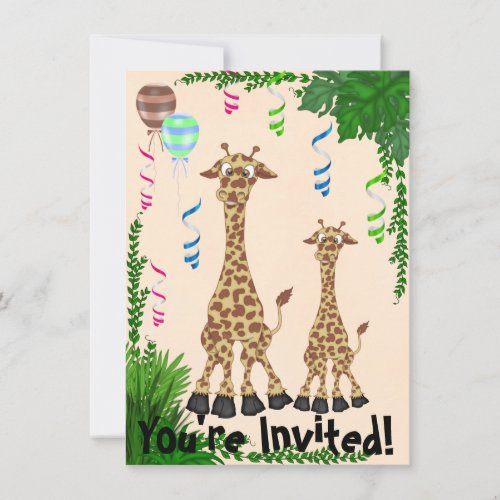 Safari Giraffe Baby Shower Invitation