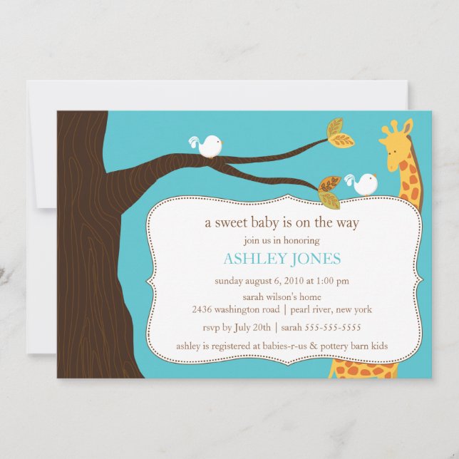 Safari Giraffe Baby Shower Invitation (Front)