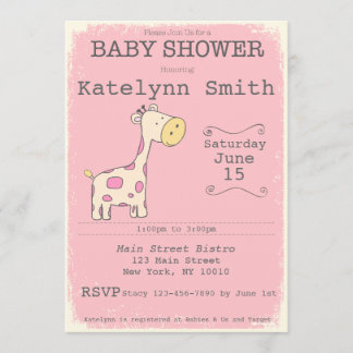 Safari Giraffe Baby Shower Invitation