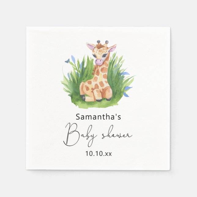 Safari Giraffe baby shower Napkins (Front)