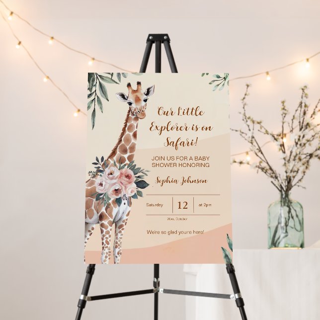 Safari Giraffe Baby Shower Welcome Sign Foam Board (In Situ (Stand))