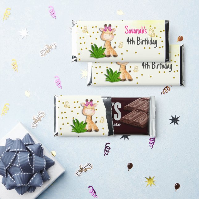 Safari Giraffe Birthday  Hershey Bar Favors (Front)