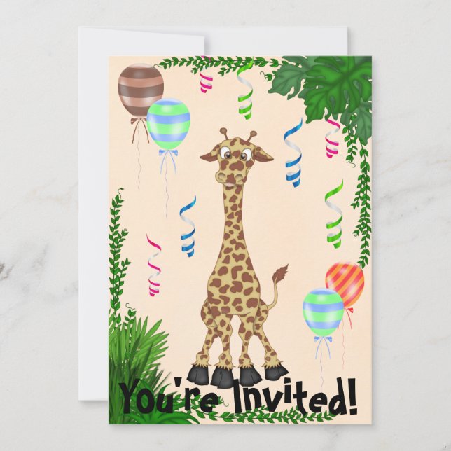 Safari Giraffe Birthday Party Invitation (Front)