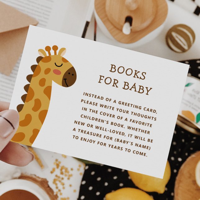 Safari Giraffe Books for Baby | Jungle Baby Shower Enclosure Card (Creator Uploaded)