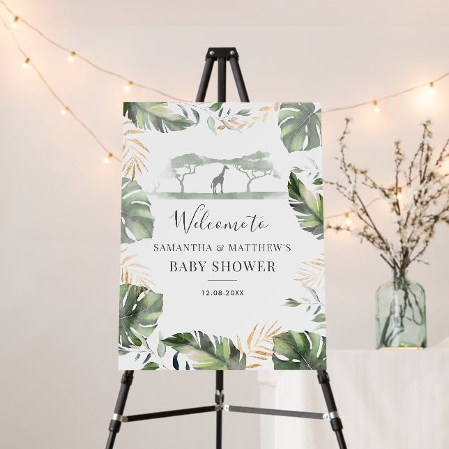Safari Giraffe Botanical Couples Baby Shower Foam Board (In Situ (Stand))