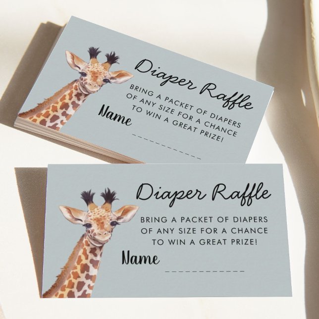 Safari Giraffe Diaper Raffle Baby Shower  Enclosure Card (Creator Uploaded)