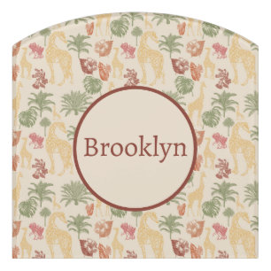 Safari Giraffe & Floral Nursery Name Door Sign