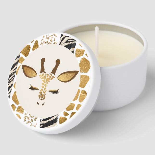 Safari giraffe gold modern Wild one birthday Mini Candle Favors (Corner)
