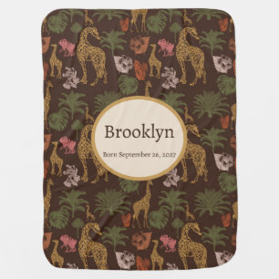Safari Giraffe & Palm Leaves Baby Blanket