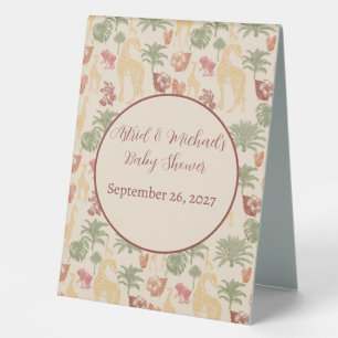 Safari Giraffe & Palm Leaves Baby Shower  Table Tent