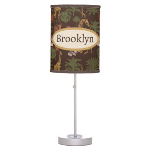 Safari Giraffe & Palm Leaves Nursery Table Lamp
