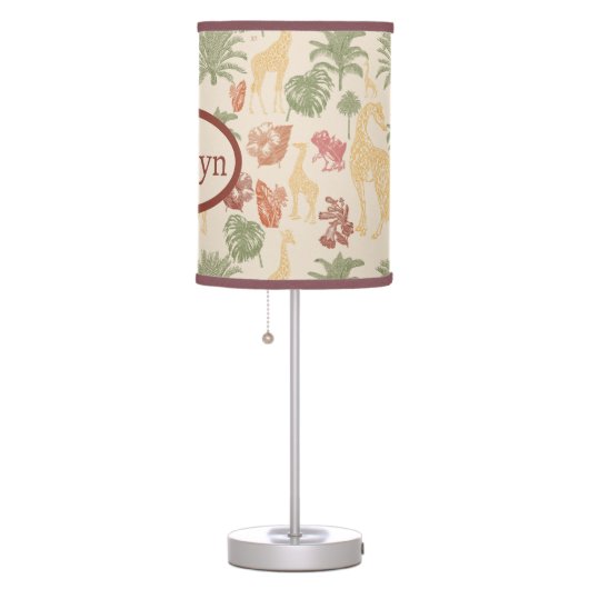 Safari Giraffe & Palm Leaves Nursery Table Lamp (Right)