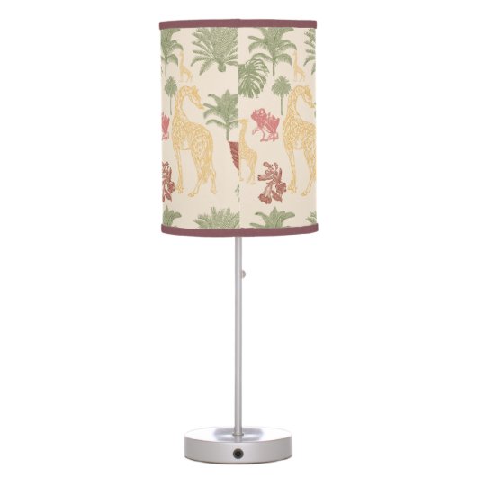 Safari Giraffe & Palm Leaves Nursery Table Lamp (Back)