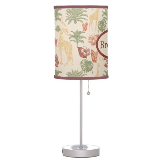 Safari Giraffe & Palm Leaves Nursery Table Lamp (Left)