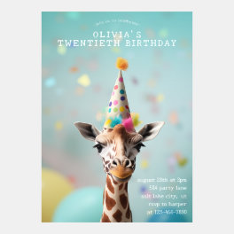 Safari Giraffe Polka Dot Birthday Invitation