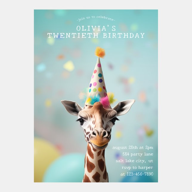Safari Giraffe Polka Dot Birthday Invitation (Front)