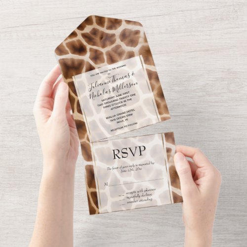 Safari Giraffe Print All In One Invitation