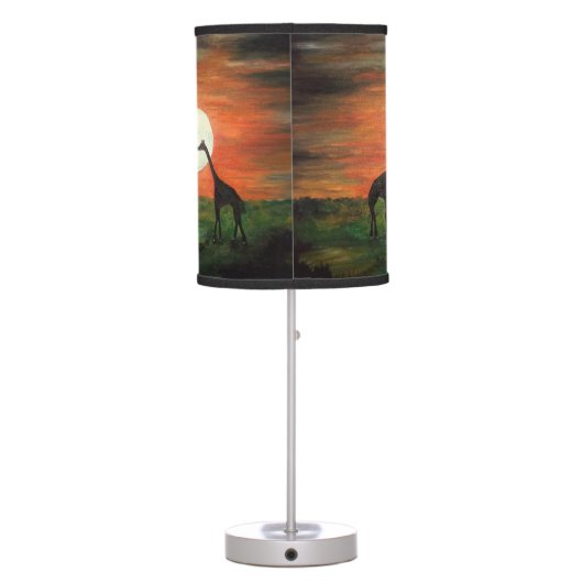 Safari Giraffe Silhouette at night with moon ART Table Lamp (Back)