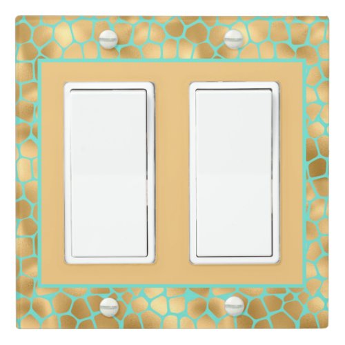 Safari Giraffe Spots Gold and Mint   Light Switch Cover