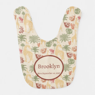 Safari Giraffe & Tropical Leaves Baby Bib