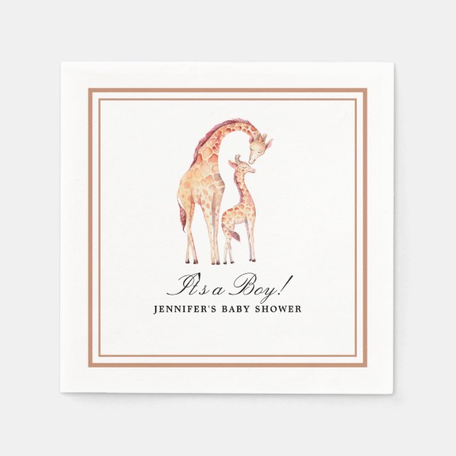 Safari Giraffe Watercolor Paper Napkins (Front)