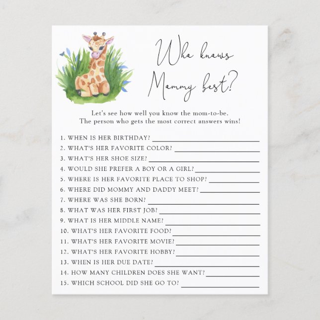 Safari Giraffe - Who knows Mommy best (Front)