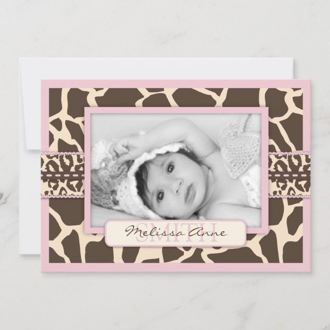 Safari Girl Announcement Card (Front)