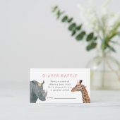 Safari Girl Baby Shower Diaper Raffle Ticket Enclosure Card (Standing Front)
