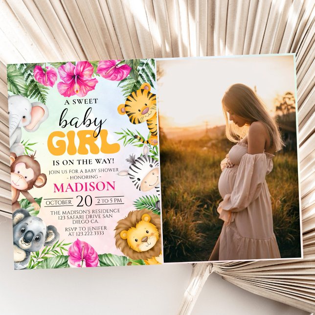 Safari Girl Baby Shower Party Photo Invitation (Creator Uploaded)