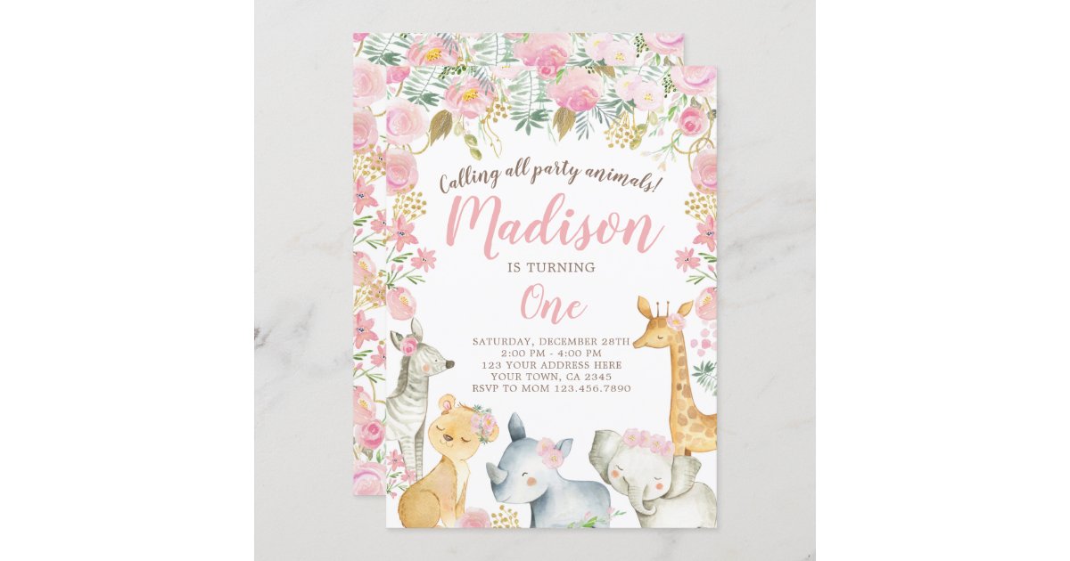 Safari Girl Birthday Invitation | Zazzle