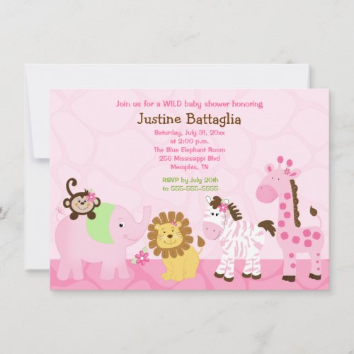 Safari Girl Customized Baby Shower Invitation