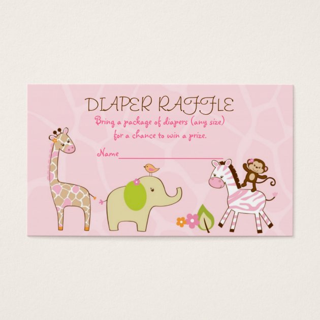 Safari Girl Jungle Animal Diaper Raffle Tickets