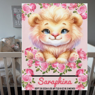 Safari Girl's Personalized Name Wildlife Animals Baby Blanket