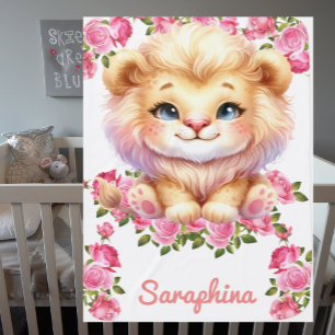 Safari Girl's Personalized Name Wildlife Animals Baby Blanket