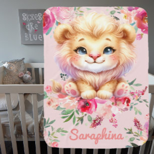 Safari Girl's Personalized Name Wildlife Animals Baby Blanket