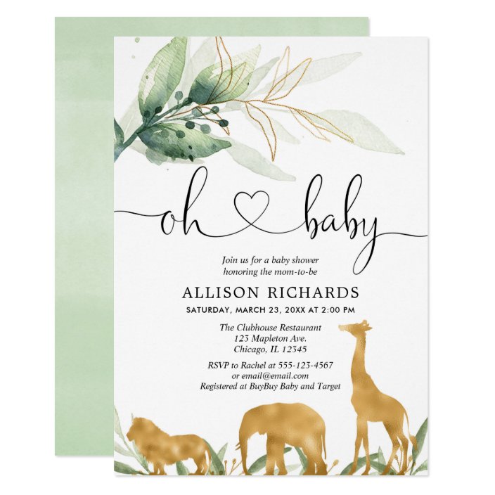 Animal Baby Shower Invitation Gender Neutral Baby Shower