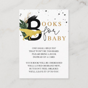 Safari Gold Dinosaur Baby Shower Book Request Enclosure Card