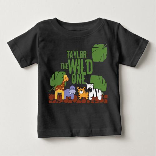 Safari Green type WILD ONE 1st Birthday Baby T_Shirt