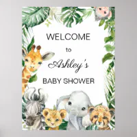 Baby Shower Guest Book Welcome Baby: Jungle Animals Safari Theme Sign-in Guestbook Keepsake with Name, Address, Baby Predictions, Advice for Parents