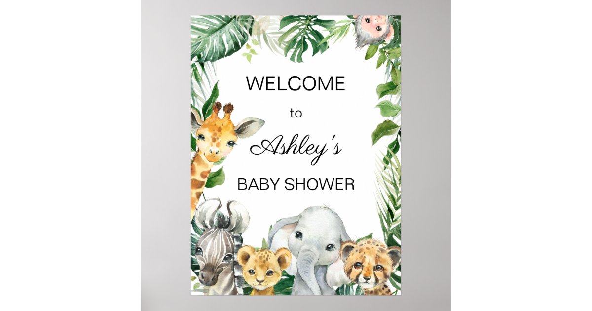 Baby Shower Guest Book Welcome Baby: Jungle Animals Safari Theme Sign-in Guestbook Keepsake with Name, Address, Baby Predictions, Advice for Parents