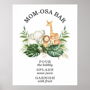Safari Greenery Foliage Baby Shower Mom-osa Bar Poster