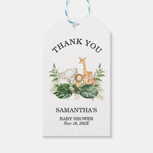 Safari Greenery Foliage Gender Neutral Baby Shower Gift Tags