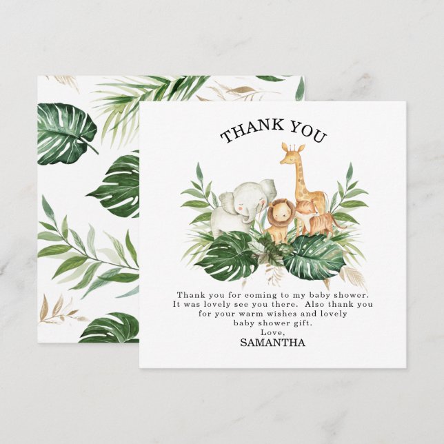 Safari Greenery Foliage Gender Neutral Baby Shower Invitation (Front/Back)