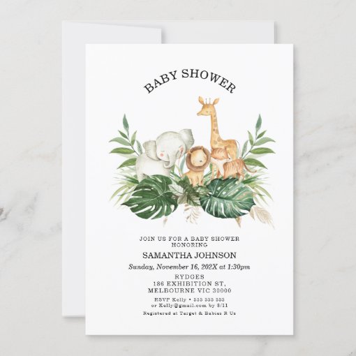 Safari Greenery Foliage Gender Neutral Baby Shower Invitation | Zazzle