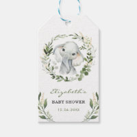 Safari Greenery Gold Elephant Baby Shower Party Gift Tags