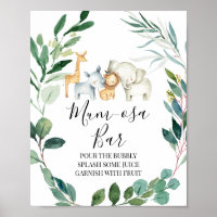 Safari Greenery Wreath Baby Shower Mimosa sign